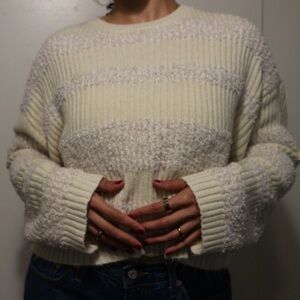 Le Lis Cream Textured Stripe Sweater